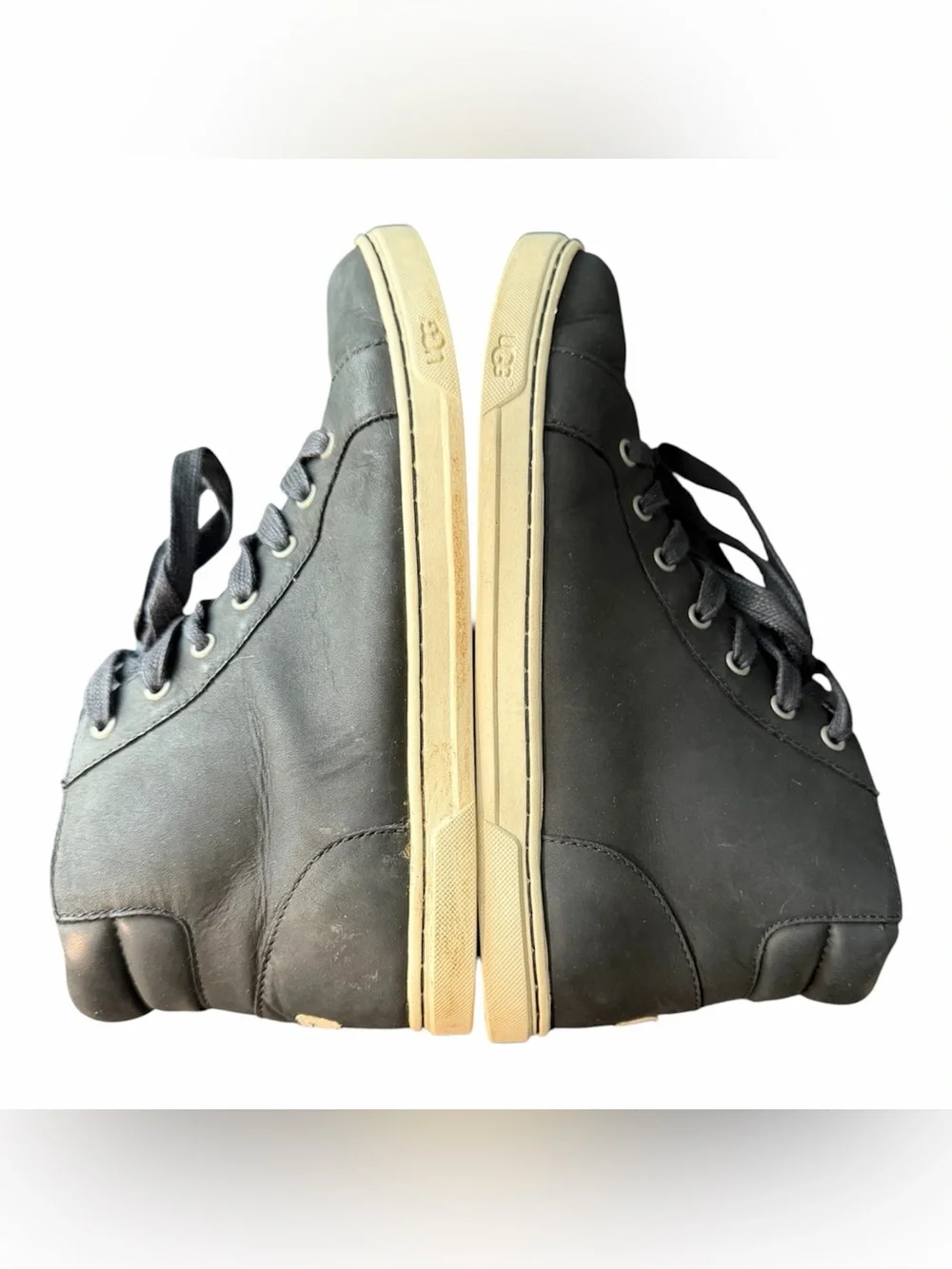 UGG Gradie High Top Sneakers Black Leather Side Zip Women’s 8.5 Style 1014607